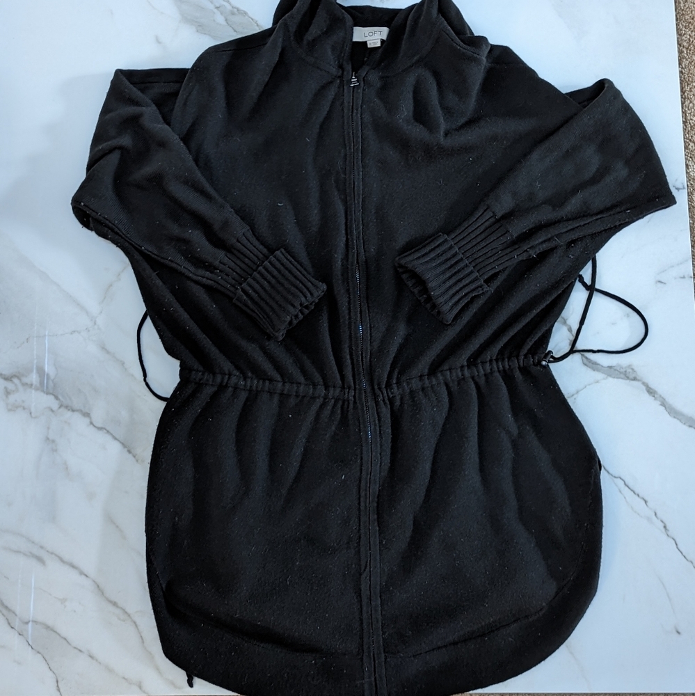 Loft sweater jacket with clinched waist